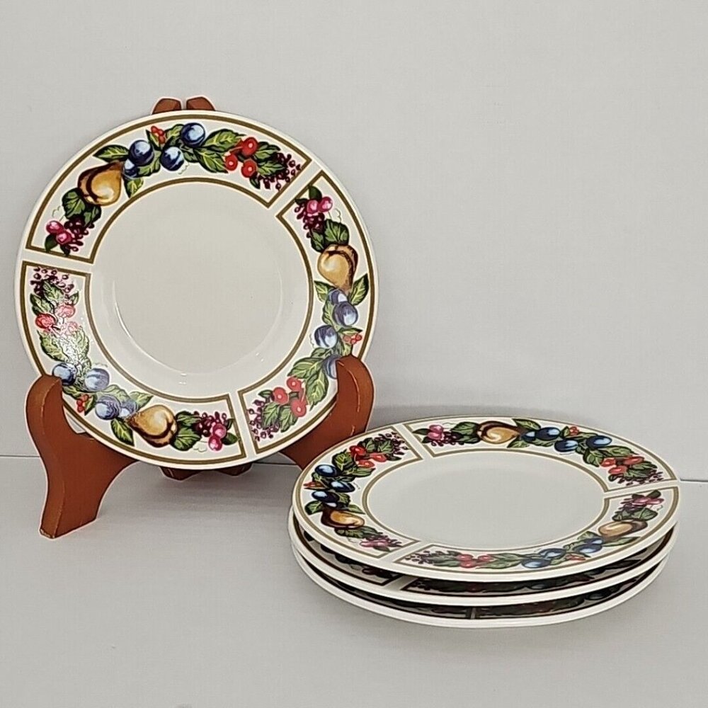Tabletops Unlimited Tivoli Gardens Bread Dessert Plates 6" set-4 fruit - Picture 2 of 9